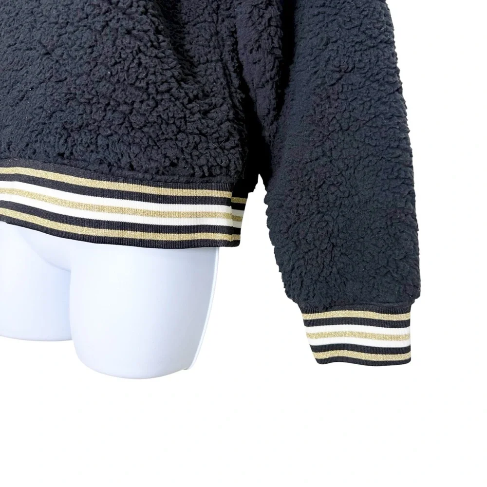 Nanette Lepore Black‎ Teddy Faux Shearling Cozy Pullover Sweater Size M